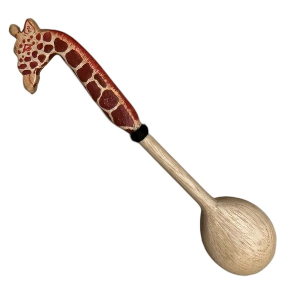 Set Of 3 Animal Head Topped Wooden Cocktail/ Salt Cellar Spoon~Made In Kenya - Picture 2 of 6